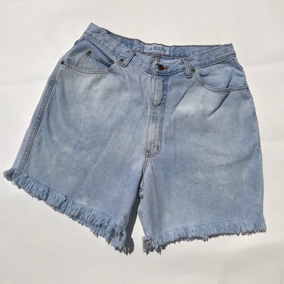 Vintage 90s High Waist Jean Shorts Cut off Large - Picture 1 of 9